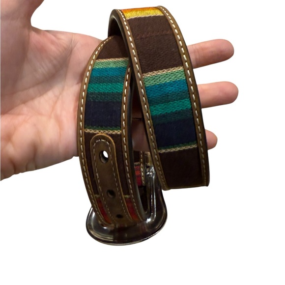 Nocona Belt Size 28 Serape Western Belt with Silver Buckle - Picture 2 of 8